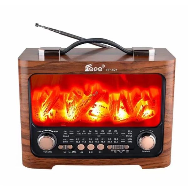 FEPE FP-821 Taşınabilir Retro Ahşap Bt Hoparlör | Alev Işıklı, Şarj Edilebilir